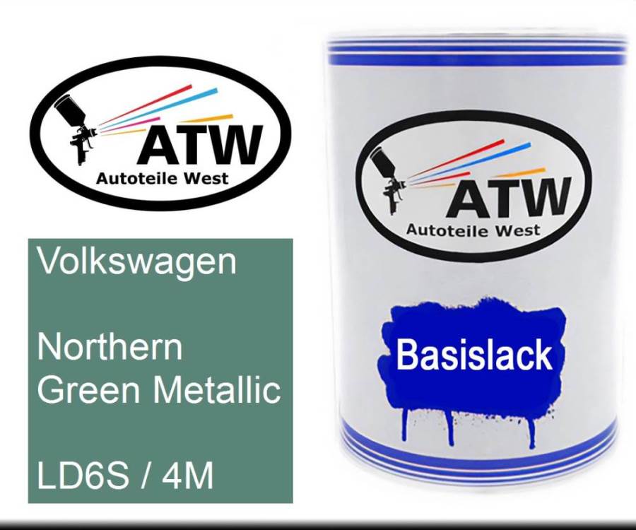 Volkswagen, Northern Green Metallic, LD6S / 4M: 500ml Lackdose, von ATW Autoteile West.